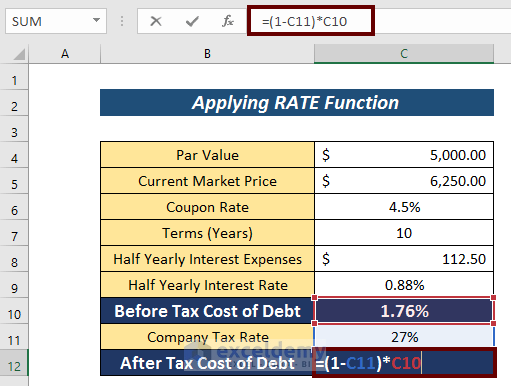 How to Calculate Cost of Debt in Excel (3 Simple Ways)