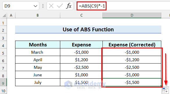 How To Change Negative Numbers To Positive In Excel Youtube