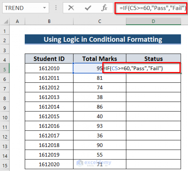 excel-formula-for-pass-or-fail-with-color-5-suitable-examples