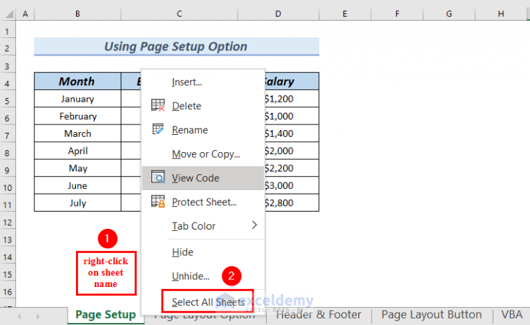 How To Add Same Header To All Sheets In Excel 5 Easy Methods 