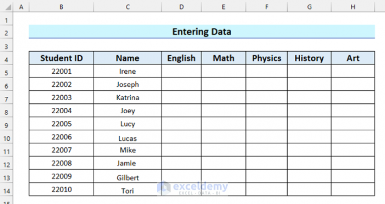 How To Make Result Sheet In Excel With Formula