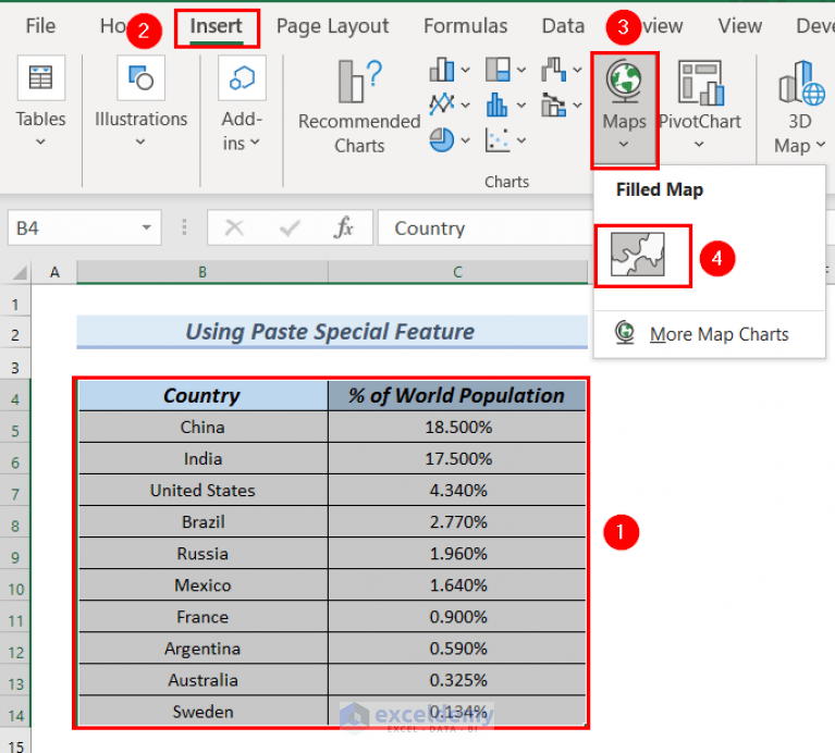 How to Zoom in on Map Chart in Excel (5 Easy Methods)