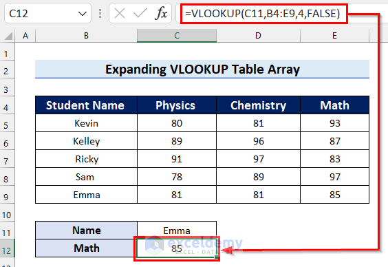 How Do I Expand A Table Array In Excel