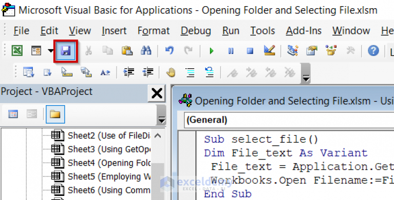 How To Open Folder And Select File Using Excel VBA (4 Examples)