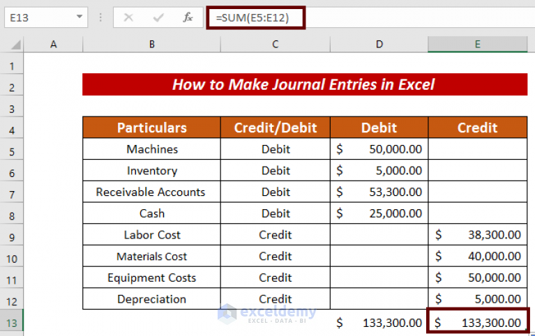 How to Make Journal Entries in Excel (with Easy Steps)