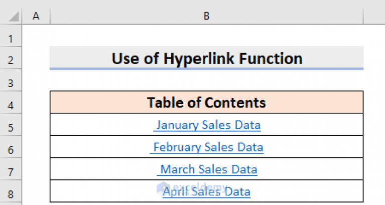 How to Create Table of Contents in Excel (6 Suitable Ways)