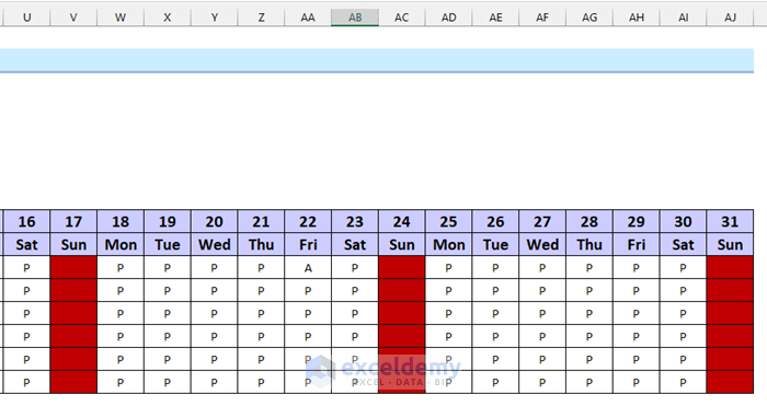 Attendance Sheet Excel Template