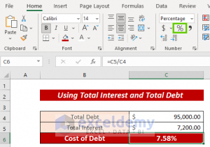 6. How To Calculate Cost Of Debt In Excel  300x211 