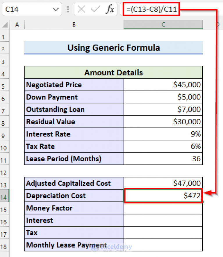 How to Calculate a Lease Payment in Excel (4 Easy Ways)