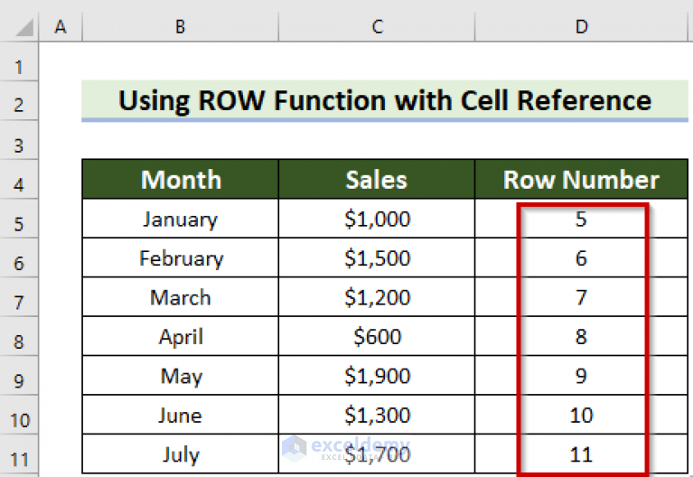 How To Get Row Number Of Current Cell In Excel 4 Quick Ways 6937