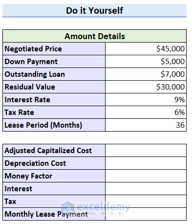 How to Calculate a Lease Payment in Excel (4 Easy Ways)