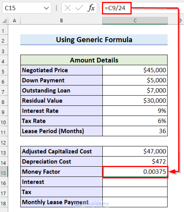 How to Calculate a Lease Payment in Excel (4 Easy Ways)