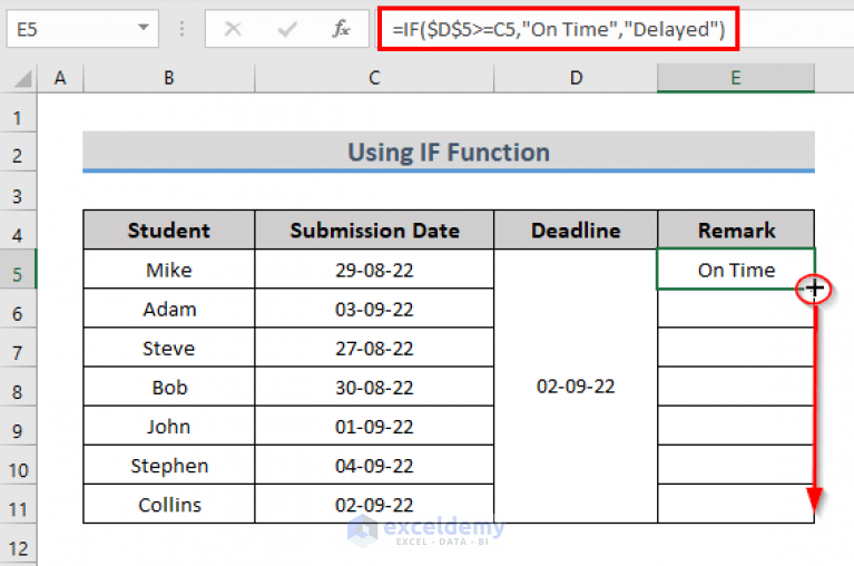 Excel Formula If One Date is Greater Than Another Date