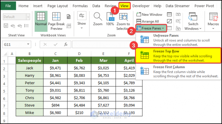 how-to-repeat-header-row-when-scrolling-in-excel-6-ways