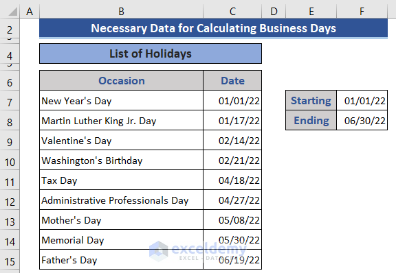 Formula For Business Days In Excel 3 Examples ExcelDemy