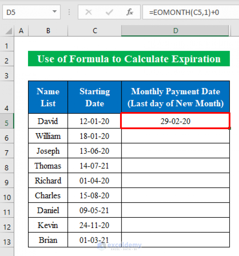 How To Calculate Expiration Date With Excel Formula