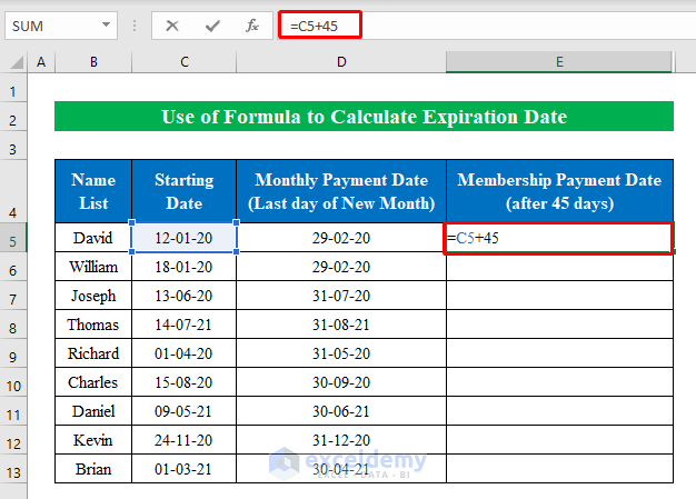 How To Calculate Expiration Date With Excel Formula