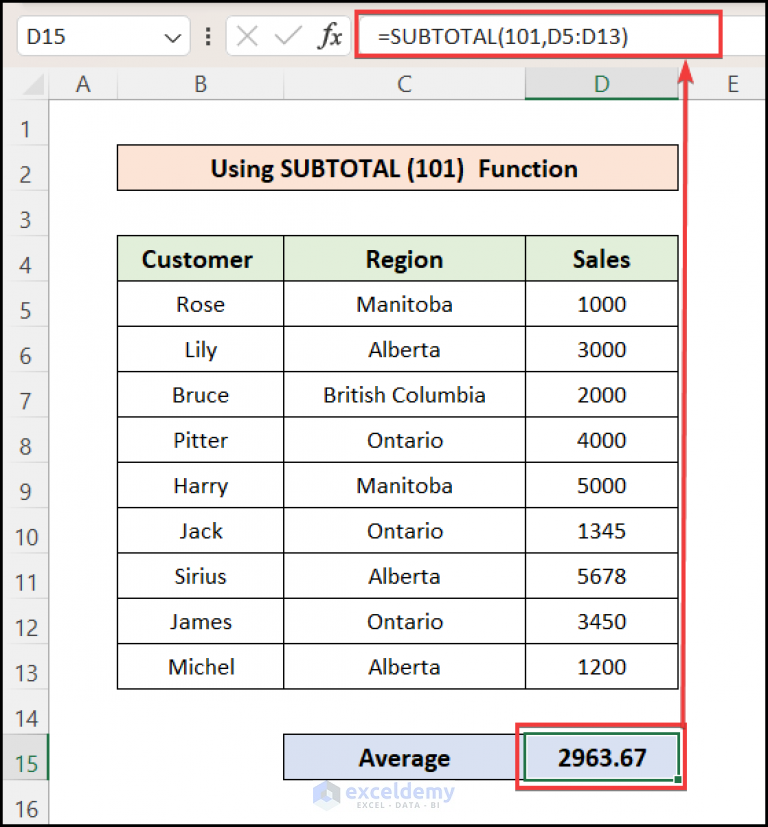 How To Average Only Visible Cells In Excel 3 Quick Methods