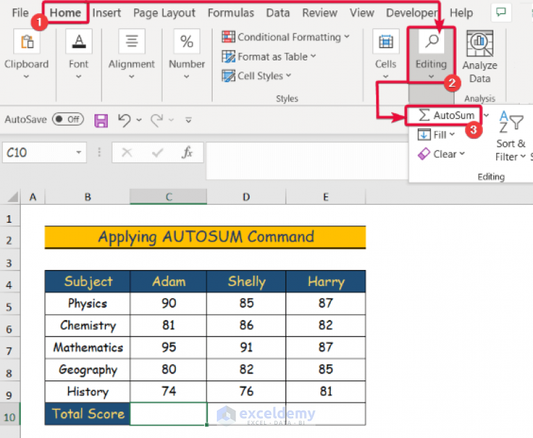 How to Calculate Total Score in Excel (4 Easy Ways) - ExcelDemy