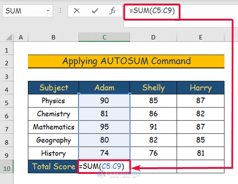 How to Calculate Total Score in Excel (4 Easy Ways) - ExcelDemy