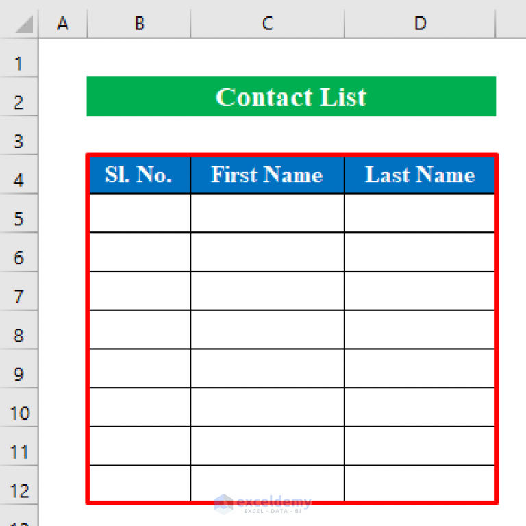 How to Create a Contact List in Excel (with Easy Steps)