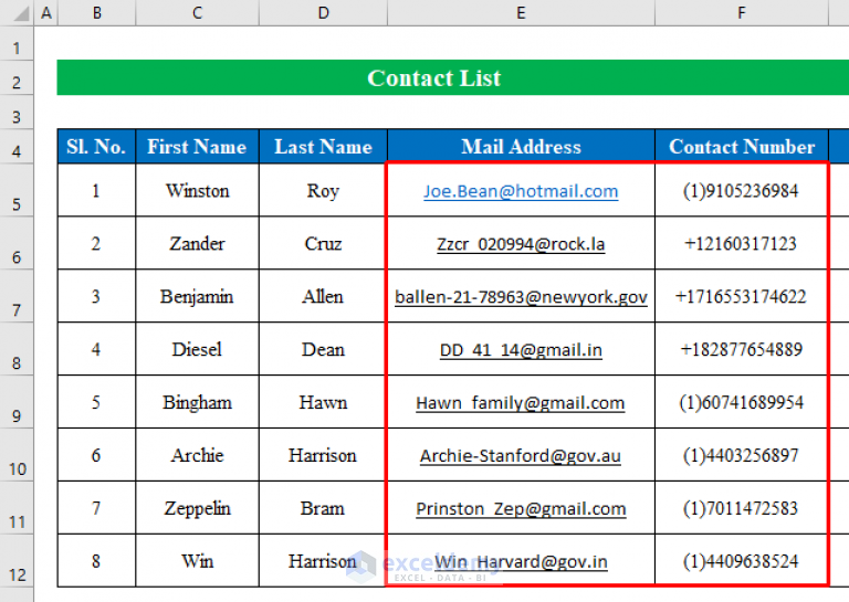 How To Make A Contact List From Excel Spreadsheet