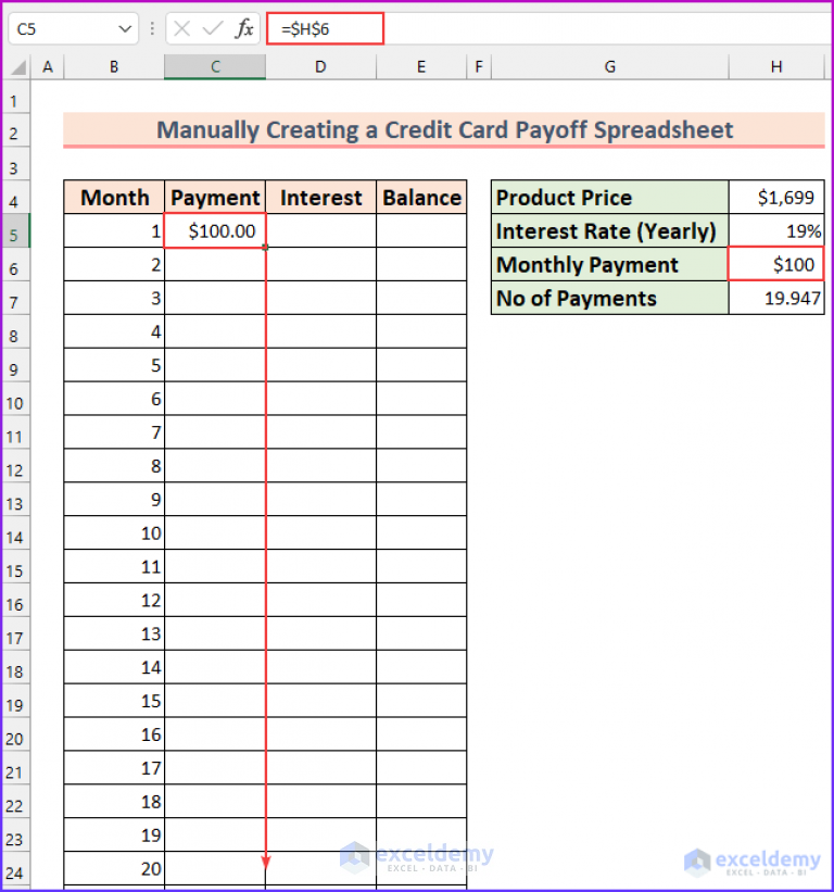 How to Create a Credit Card Payoff Spreadsheet in Excel (2 Ways)