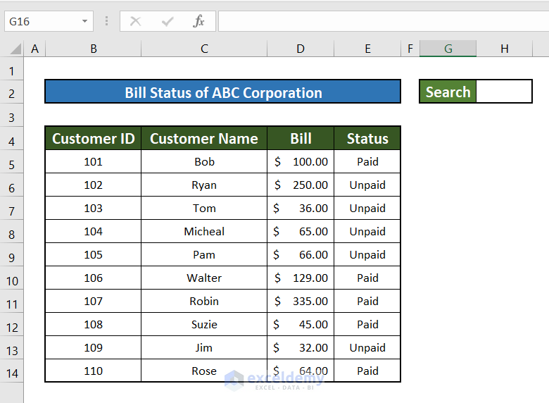 How To Create A Search Box In Excel 4 Easy Methods 