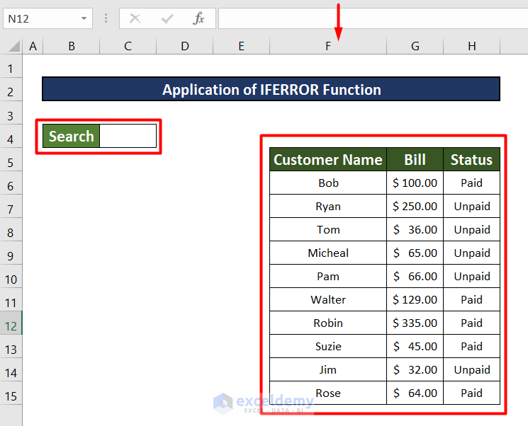 How To Create A Search Box In Excel 4 Easy Methods 