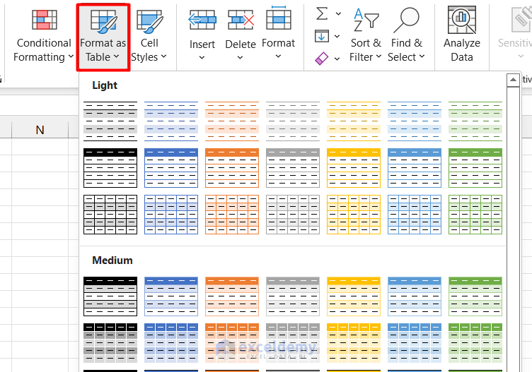 How To Create A Table Without Data In Excel 2 Easy Methods 