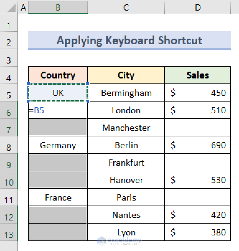 Fill Missing Values In Excel