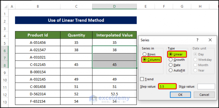 How to Interpolate Missing Data in Excel (4 Ways) - ExcelDemy