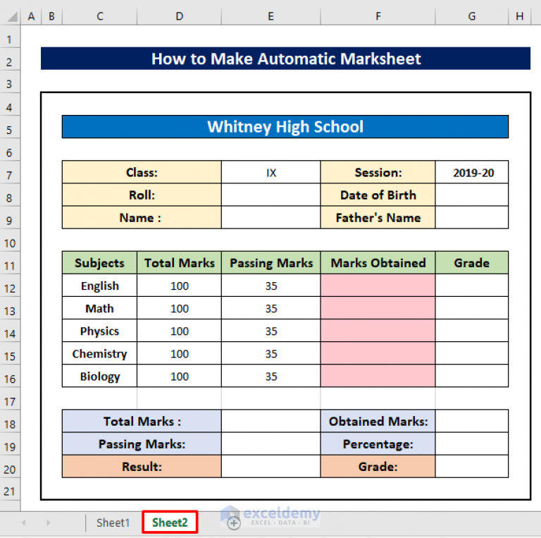 How to Make Automatic Marksheet in Excel (with Easy Steps)