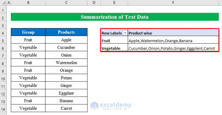 how-to-summarize-text-data-in-excel-with-easy-steps