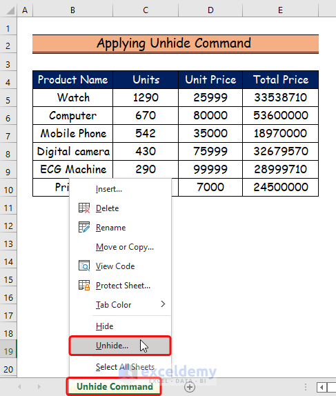 How To Unhide Multiple Sheets in Excel 4 Ways ExcelDemy