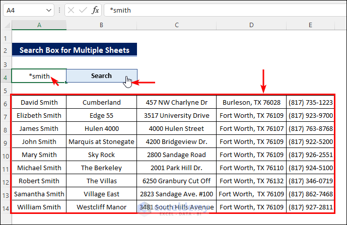 How To Create A Search Box In Excel To Quickly Find Data Across 