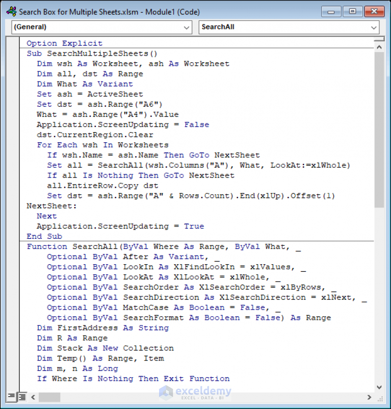 how-to-create-a-search-box-in-excel-for-multiple-sheets-2-ways