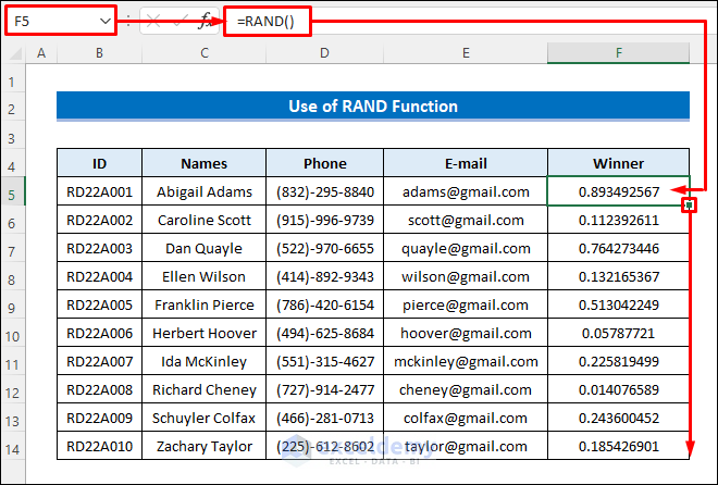 How To Randomly Select From A List In Excel Printable Forms Free Online