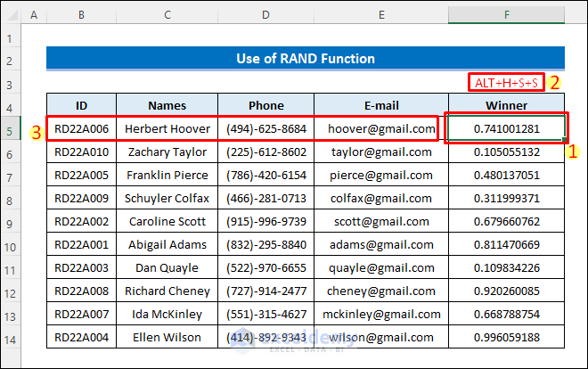 How To Randomly Select A Winner In Excel 2 Easy Ways 