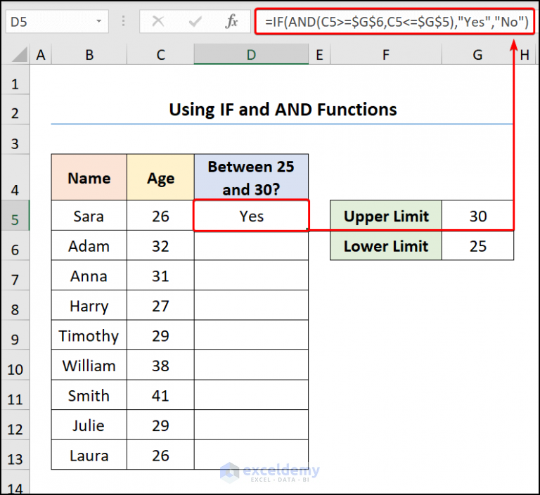 If a Value Lies Between Two Numbers Then Return Expected Output in Excel