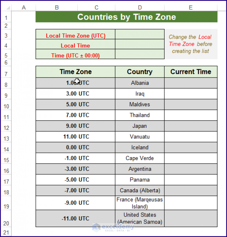 making-a-list-of-countries-by-time-zone-in-excel-with-easy-steps