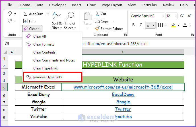 [Solved]: Remove Hyperlink Not Showing in Excel (2 Solutions)