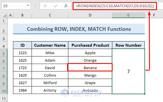 How To Get Row Number From Cell Value In Excel 5 Methods 9932