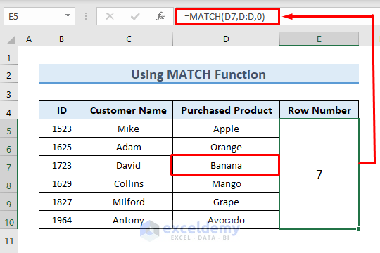 How To Get Row Number From Cell Value In Excel 5 Methods 6245