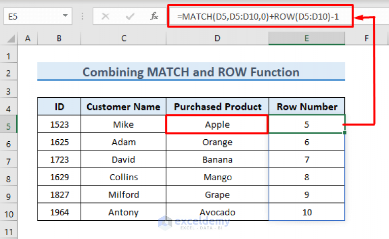 how-to-get-row-number-from-cell-value-in-excel-5-methods