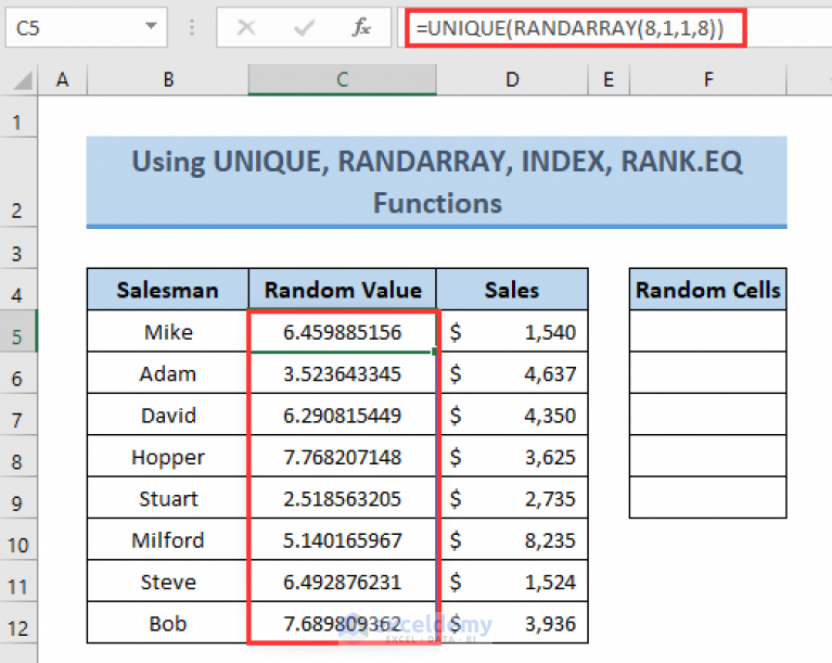 How to Select Random Cells in Excel (5 Ways) - ExcelDemy