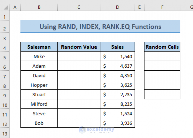 Excel Choose Random Cells