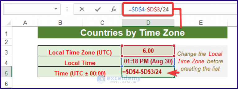 making-a-list-of-countries-by-time-zone-in-excel-with-easy-steps