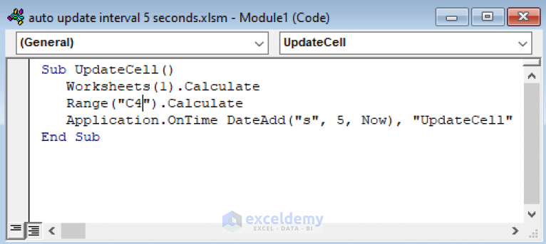 How To Auto Update With Interval 5 Seconds In Excel Exceldemy 9414