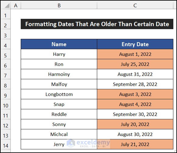 Conditional Formatting For Dates Older Than Certain Date In Excel